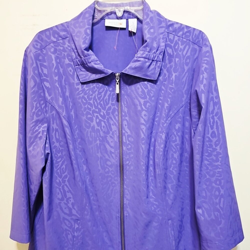 NWT Weekends By Chicos Classic Jacket Women's Size 3 XL Purple Full Front Zip